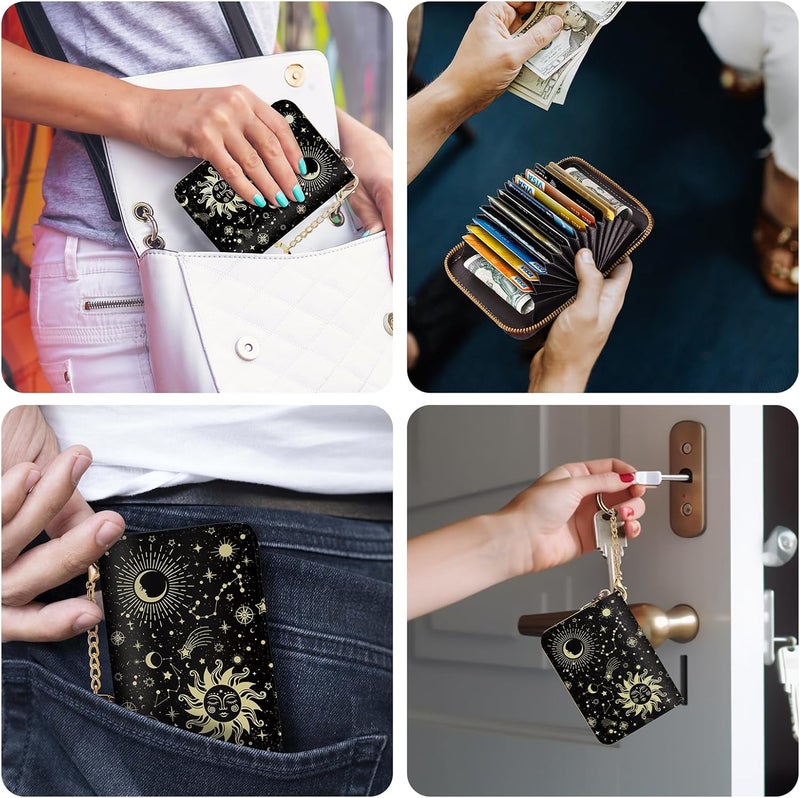 Yonlevres Credit Card Holder RFID Wallet, Small Card Holder Wallet for Women with Keychain Zipper, Funny Leather Print Credit Card Wallets Accordion Gift - Image 3